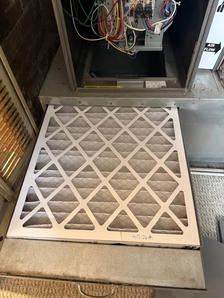 Furnace check and filter pulled out in saline